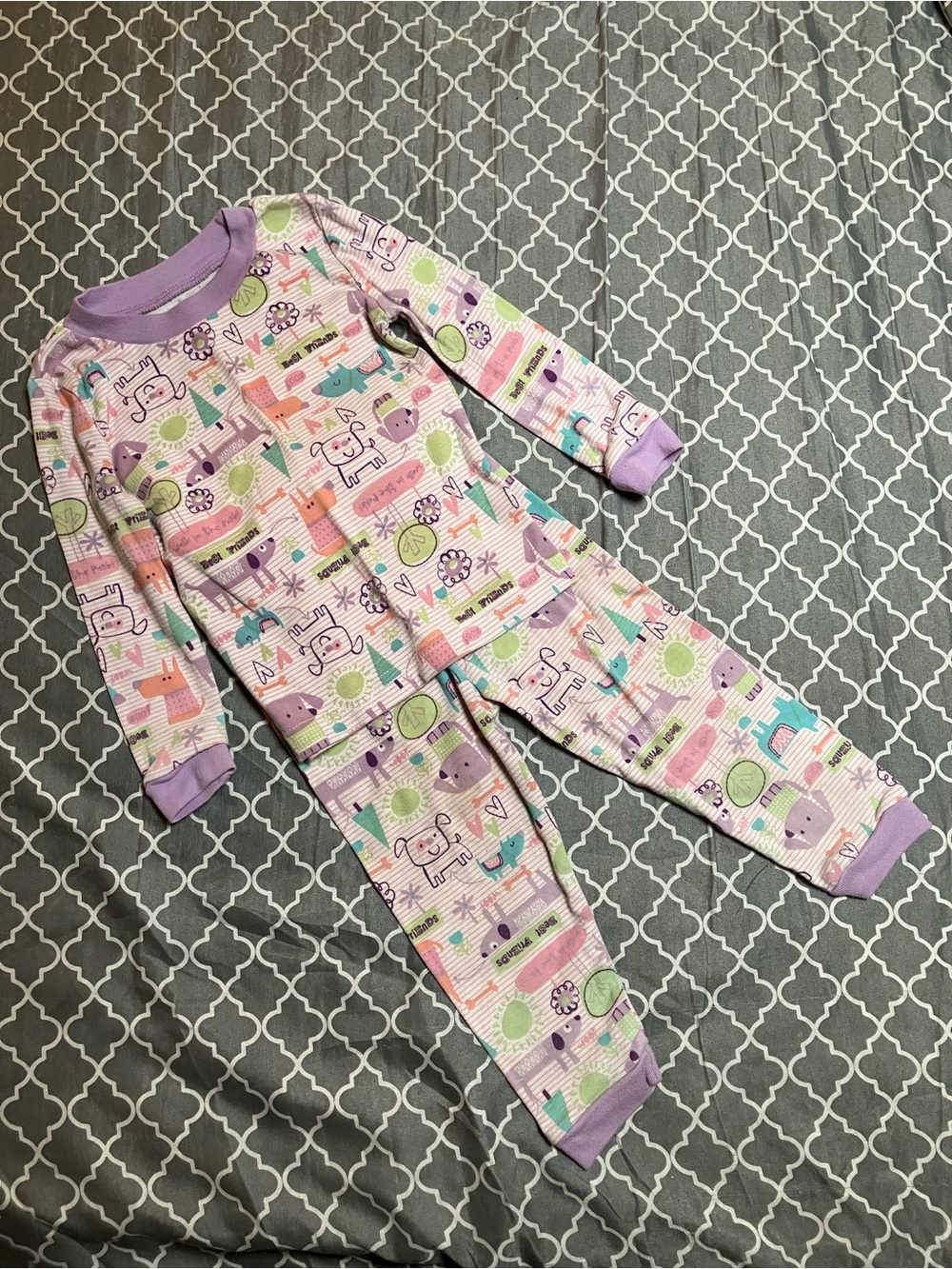 Kidgets Lavender Animal & Floral Print Pajama Set
